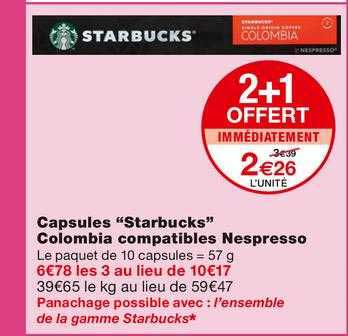 capsules "starbucks" colombia compatibles nespresso