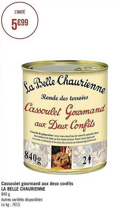 Cassoulet Gourmand Aux Deux Confits La Belle Chaurienne