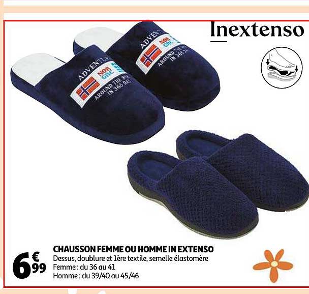 chausson femme ou homme in extenso