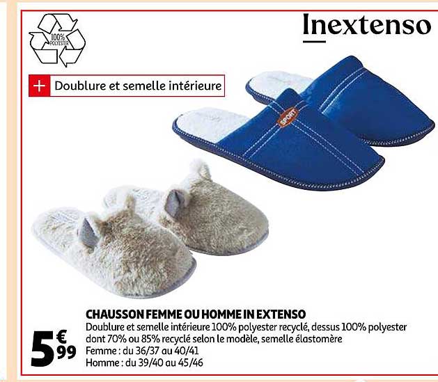 chausson femme ou homme in extenso