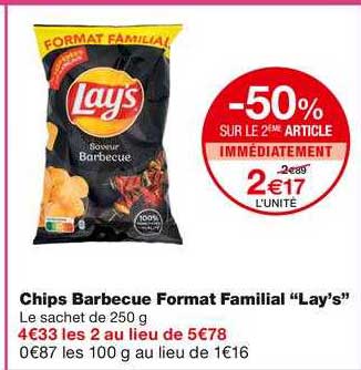 chips barbecue format familial "lay's"