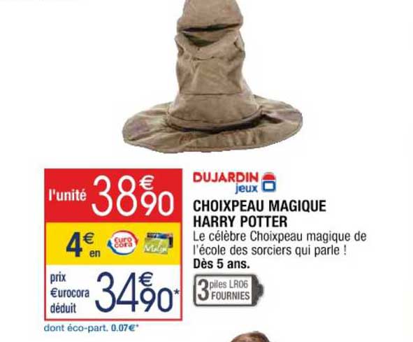 choixpeau magique harry potter dujardin jeux