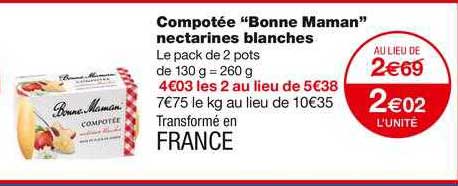 Compotée "bonne Maman" Nectarines Blanches