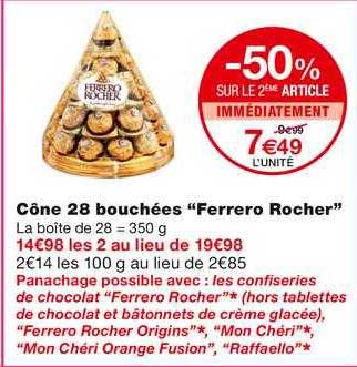 Cône 28 Bouchées "ferrero Rocher"