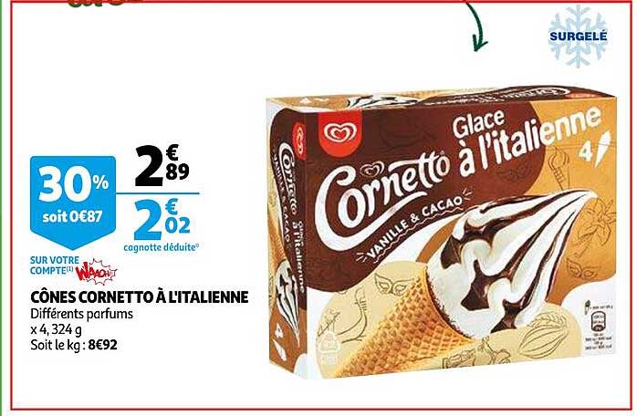 cônes cornetto à l'italienne