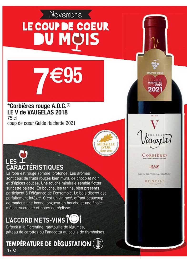 corbières rouge a.o.c. le v de vaugelas 2018