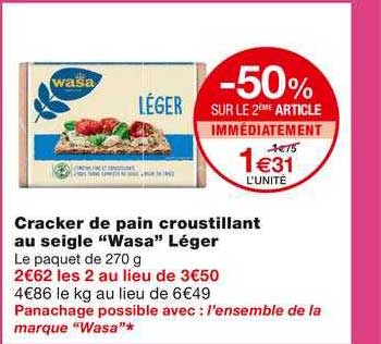Cracker De Pain Croustillant Au  Seigle "wasa" Léger