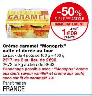 crème caramel "monoprix" cuite et dorée au four