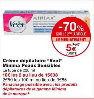 crème dépilatoire "veet" minima peaux sensibles