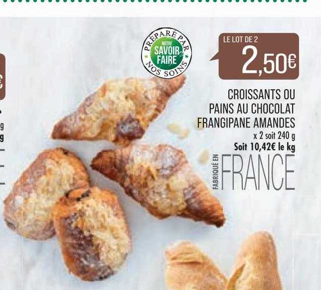 croissants ou pains au chocolat frangipane amandes