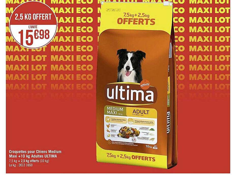 Croquettes Pour Chiens Medium Maxi + 10 Kg Adultes Ultima