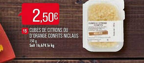 cubes de citrons ou d'orange confits niclaus