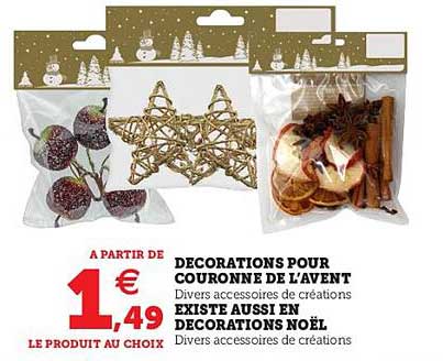 décorations pour couronne de l'avent, décorations noël