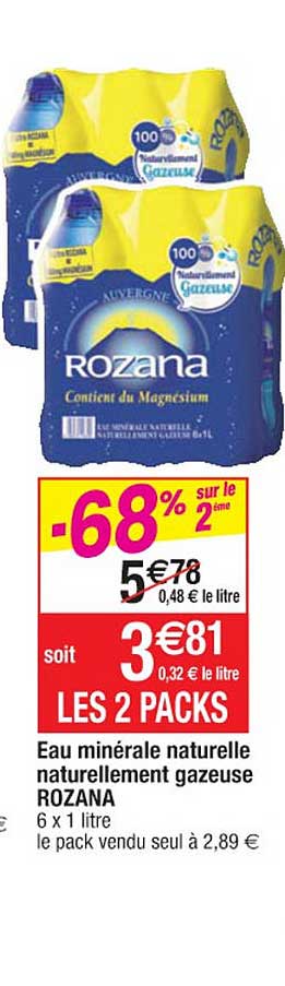 eau minérale naturelle naturellement gazeuse rozana