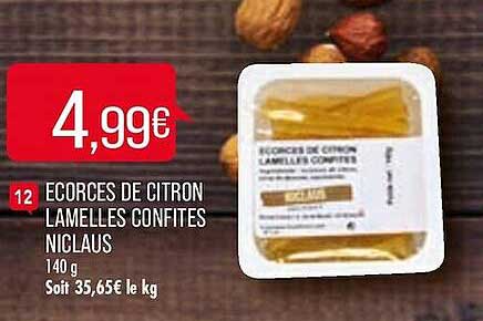 écorces de citron lamelles confites niclaus