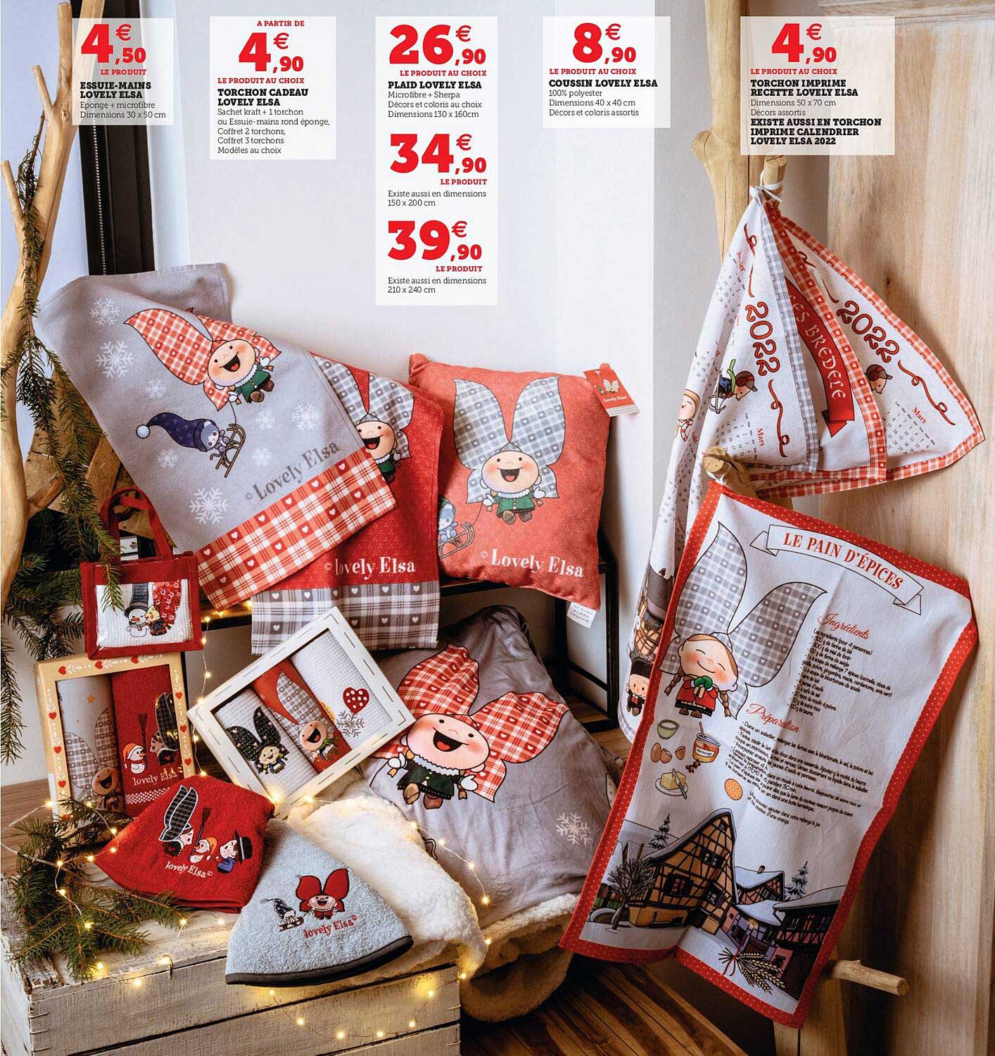 essuie-mains, torchon cadeau, plaid, coussin, torchon imprimé recette, torchon imprimé calendrier lovely elsa 2022