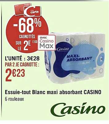 essuie-tout blanc maxi absorbant casino