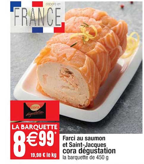 farcie au saumon et saint-jacques cora dégustation