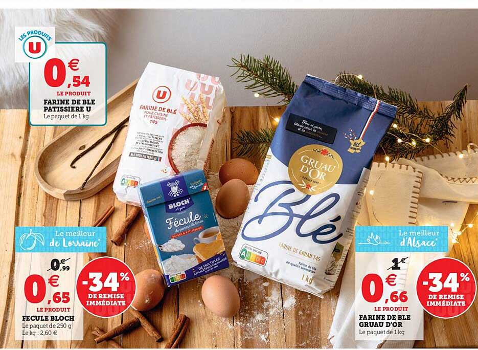 fécule bloch, farine de blé gruau d'or