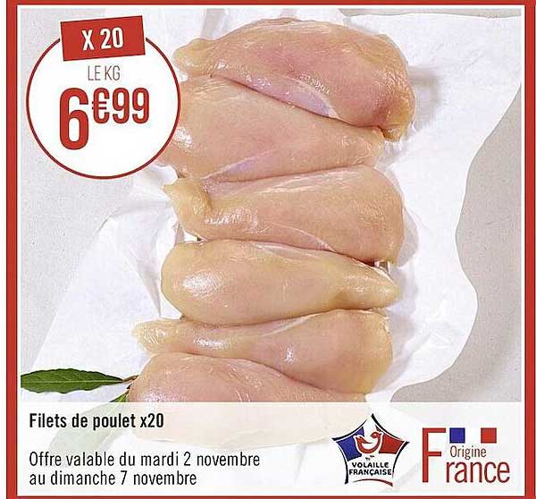 filets de poulet x20