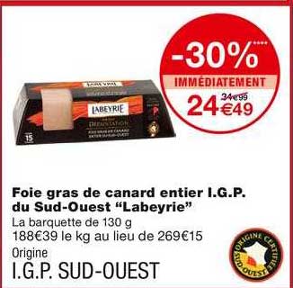 foie gras de canard entier i.g.p. du sud-ouest "labeyrie"