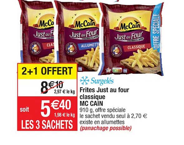 frites just au four classique mc cain