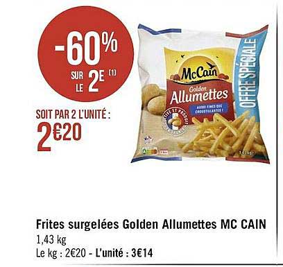frites surgelées golden allumettes mc cain