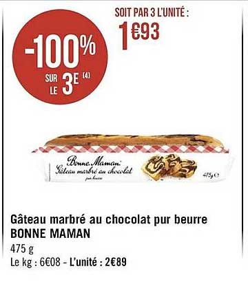 gâteau marbré au chocolat pur beurre bonne maman