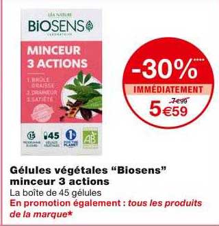 gélules végétales "biosens" minceur 3 actions