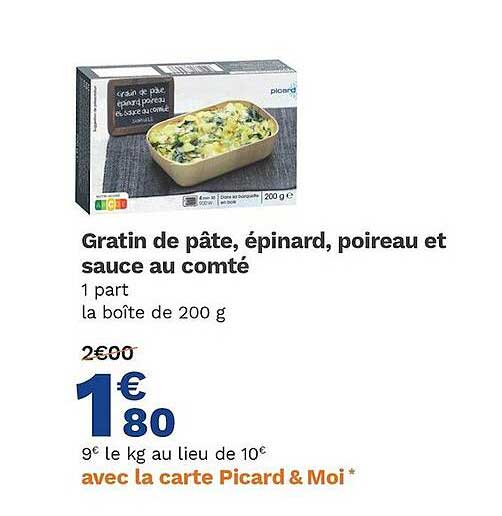 Gratin De Pâte, épinard, Poireau Et Sauce Au Comté