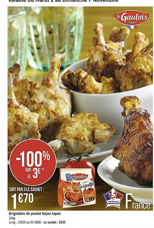 grignottes de poulet façon tapas le gaulois