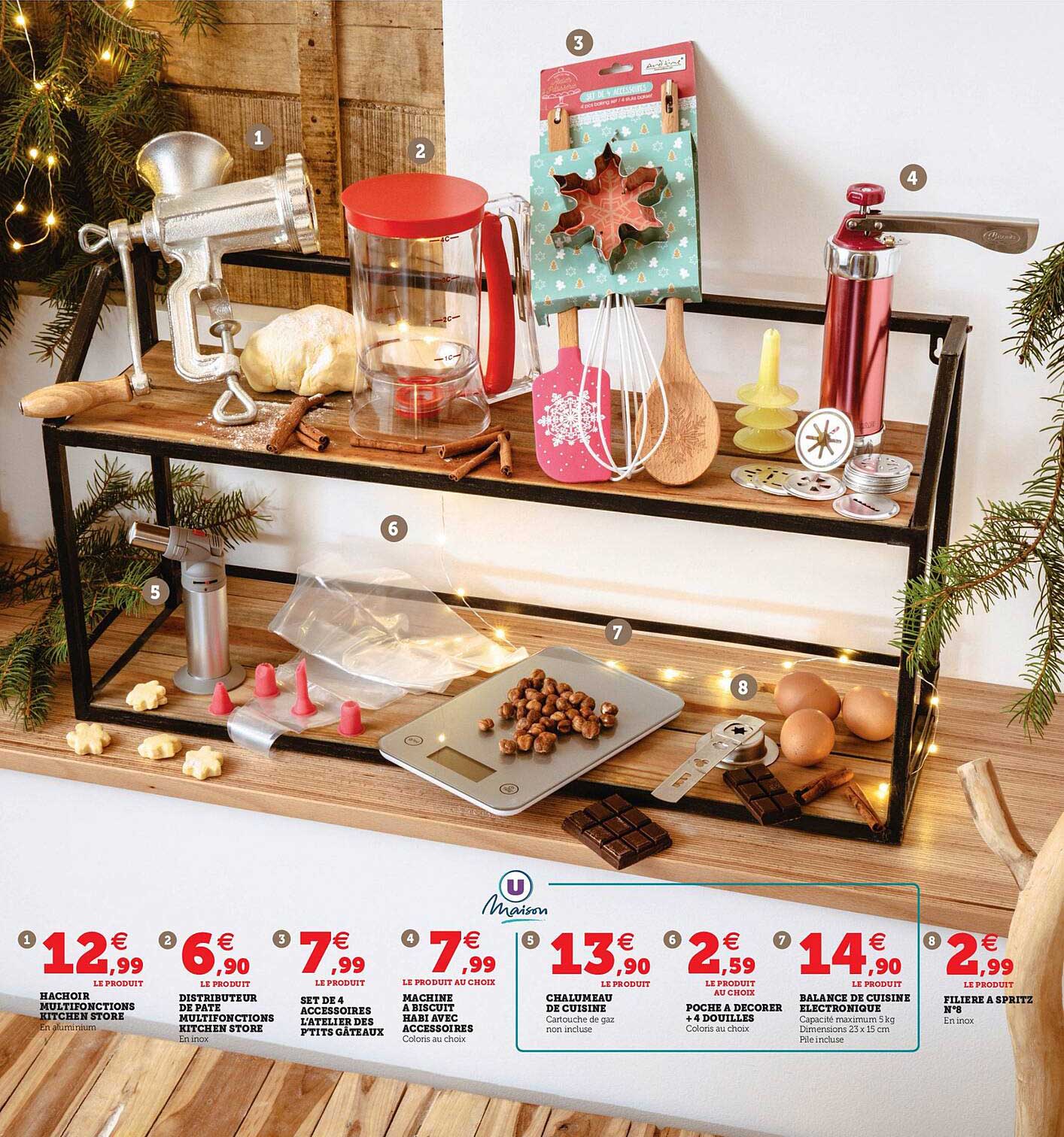 hachoir multifonctions kitchen store, distributeur de pâte, set de 4 accessoires l'atelier des p'tits gâteaux, machine à biscuit habi avec accessoires