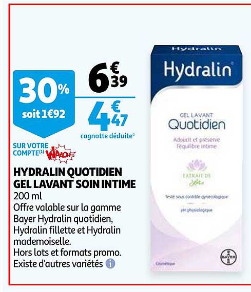 hydralin quotidien gel lavant soin intime