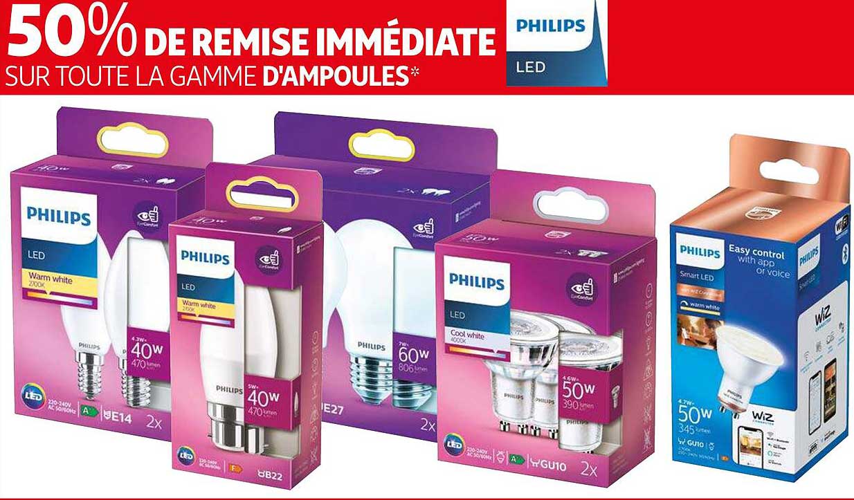 la gamme d'ampoules philips