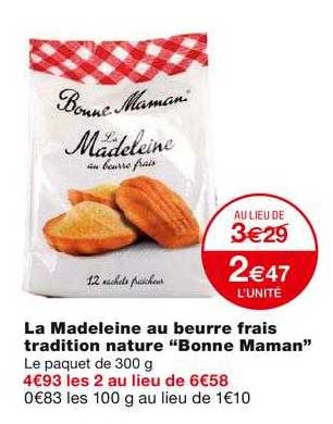 la madeleine au beurre frais tradition nature "bonne maman"