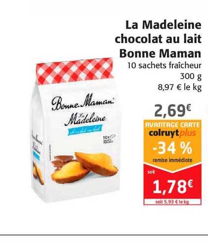 la madeleine chocolat au lait bonne maman