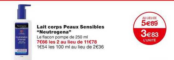 lait corps peaux sensibles "neutrogena"