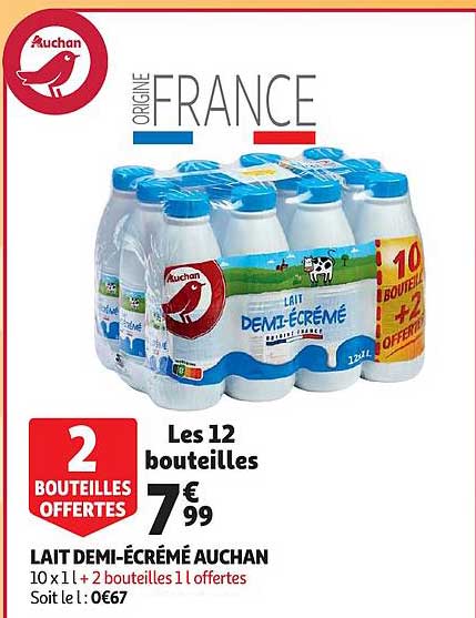 lait demi-écrémé auchan