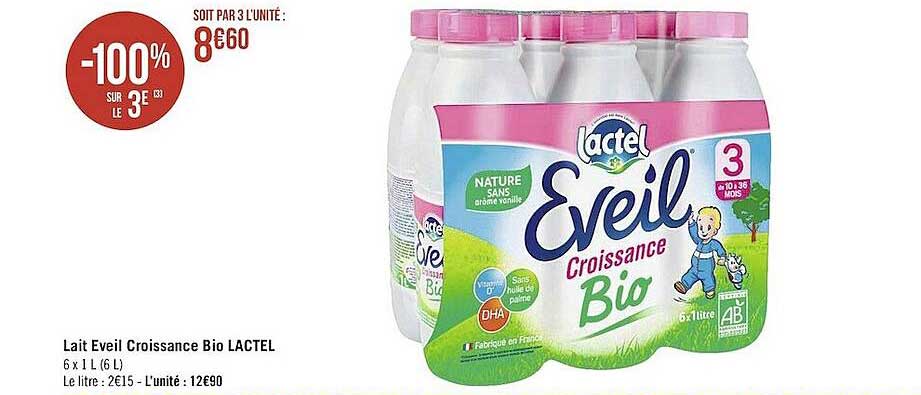 Lait éveil Croissance Bio Lactel