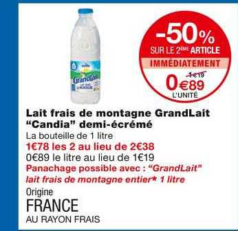 lait frais de montagne grandLait "candia" demi-écrémé