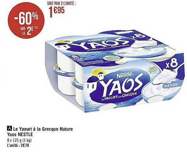 Le Yaourt à La Grecque Nature Yaos Nestlé