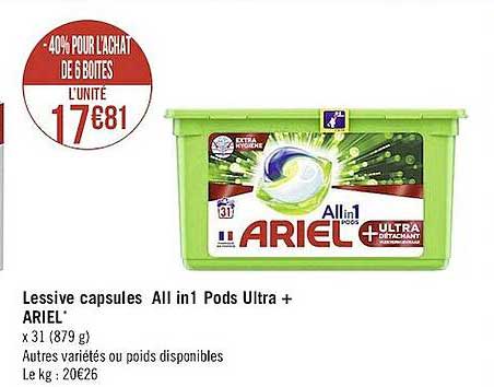 lessive capsules all in 1 pods ultra+ ariel