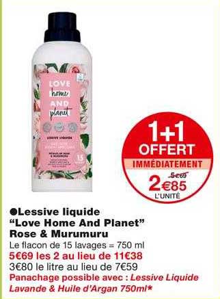 lessive liquide "love home and planet" rose & murumuru