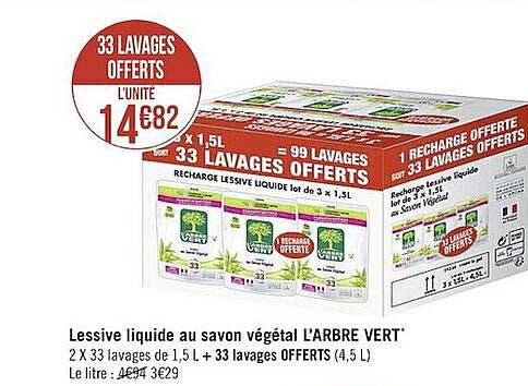 lessive liquide au savon végétal l'arbre vert