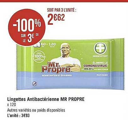 lingettes antibactérienne mr propre