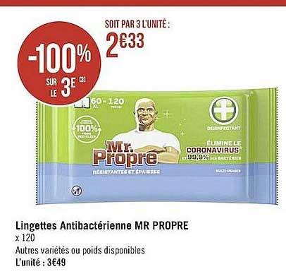 lingettes antibactérienne mr propre
