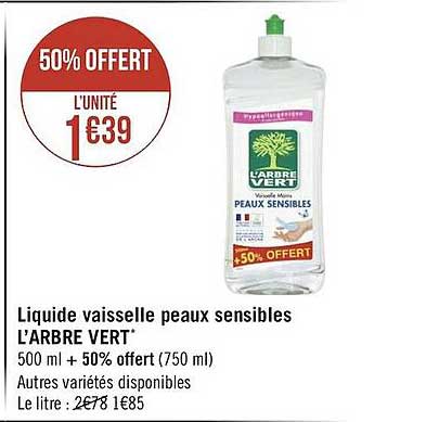liquide vaisselle peaux sensibles l'arbre vert