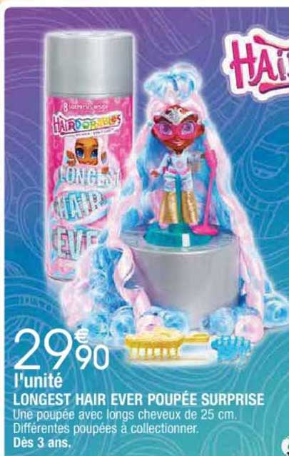 longest hair ever poupée surprise