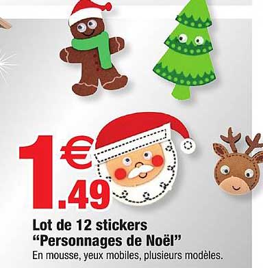 lot de 12 stickers "personnages de noël"