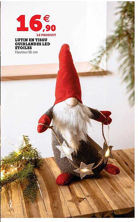 lutin en tissu guirlandes led étoiles
